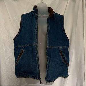 🌄Vintage Wrangler Hero Western Denim Shearling Corduroy Vest Jacket size Large